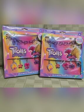 DreamWorks Trolls Charm Bracelet Set - Pink, Purple, Yellow